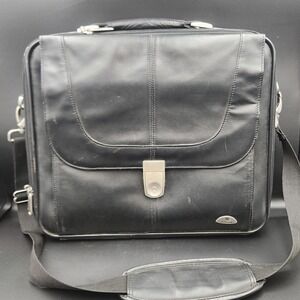 Samsonite Leather Laptop Briefcase 17" Black Messenger‎ Bag Work Travel